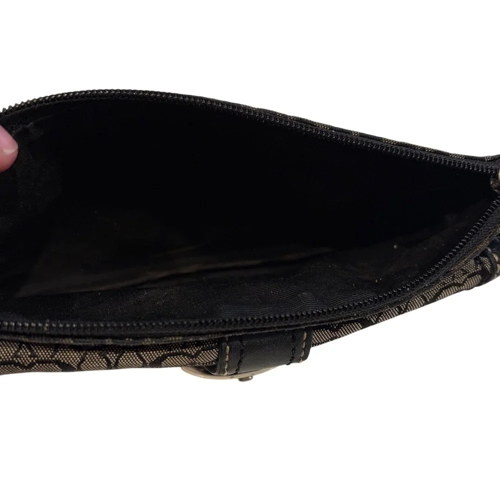 Coach Y2K‎ Signature Jacquard Wristlet Black Gray Buckle Monogram micro C